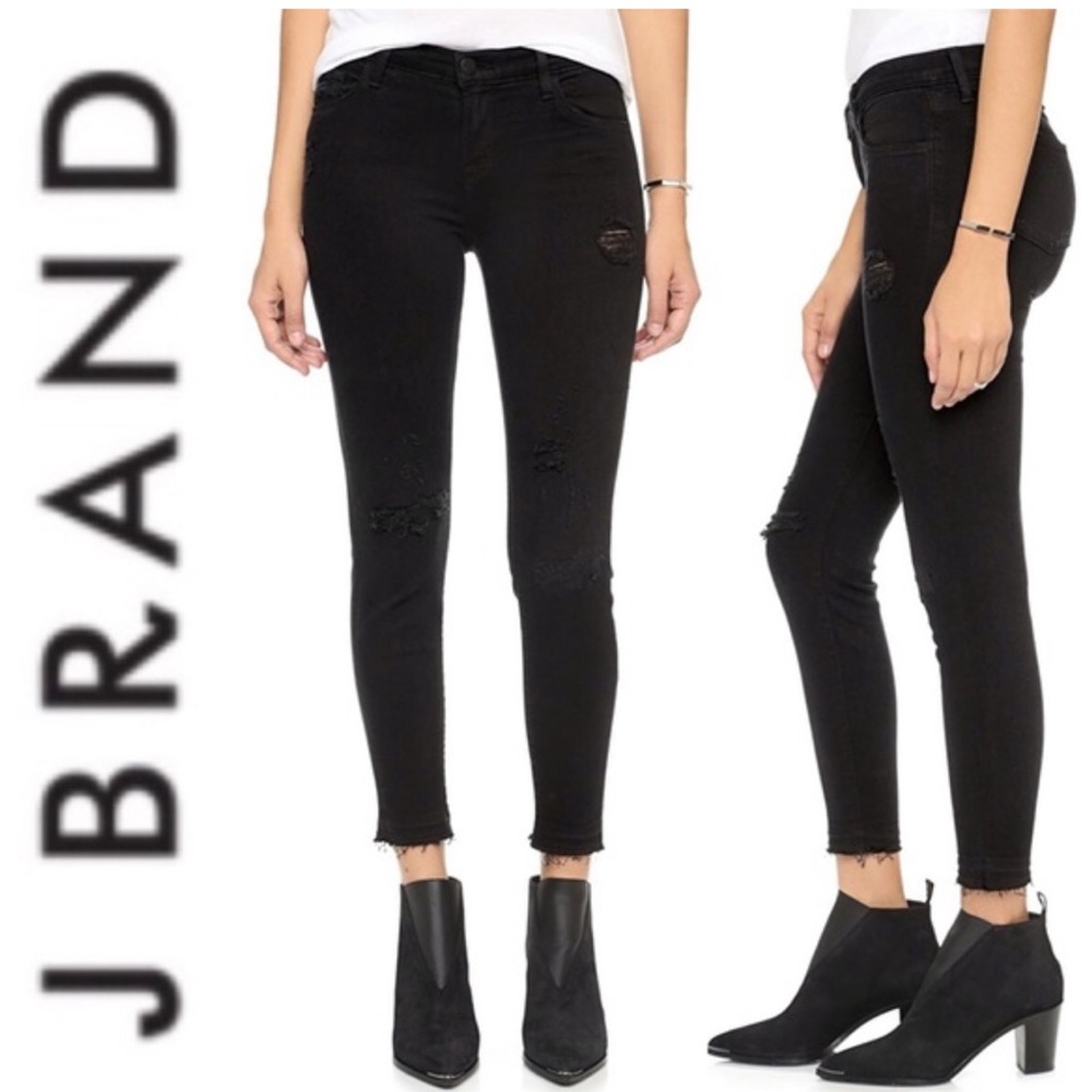 J brand distressed black denim jeans